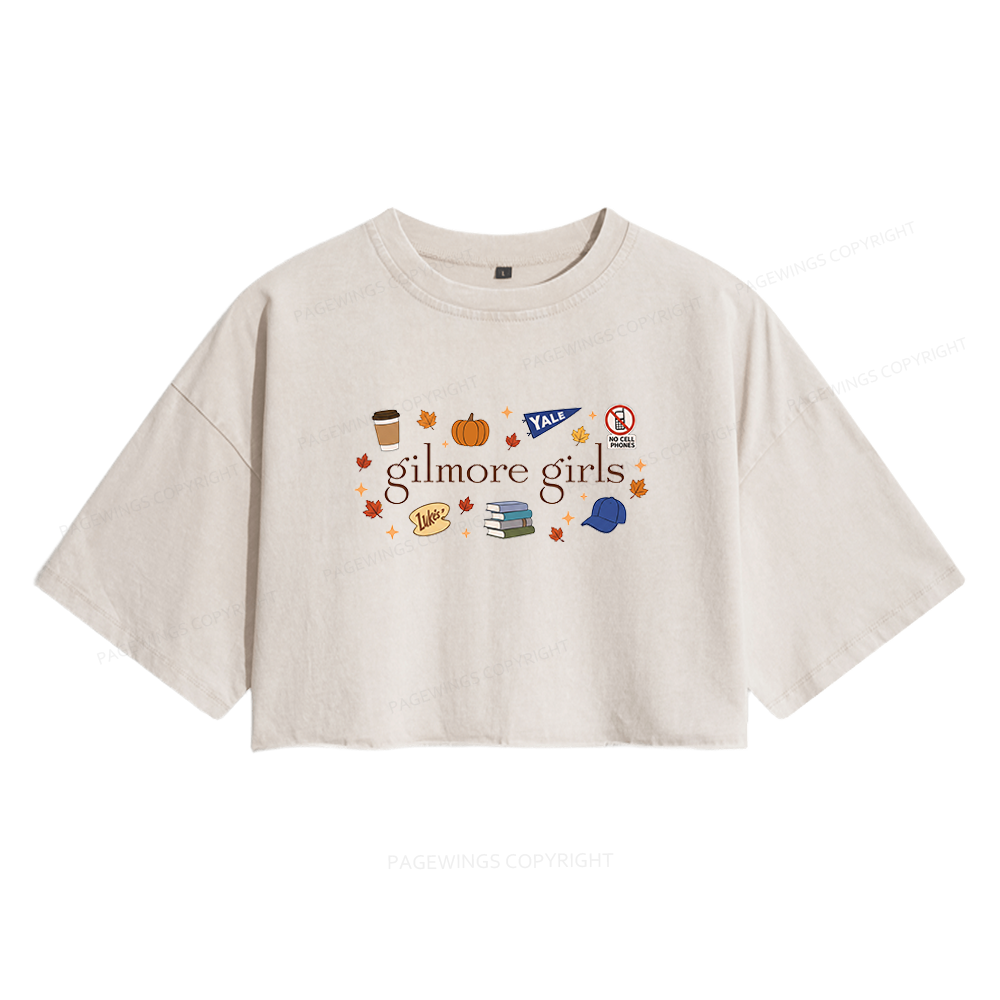 Pagewings Gilmore Girls Women's Washed Cropped T-shirt