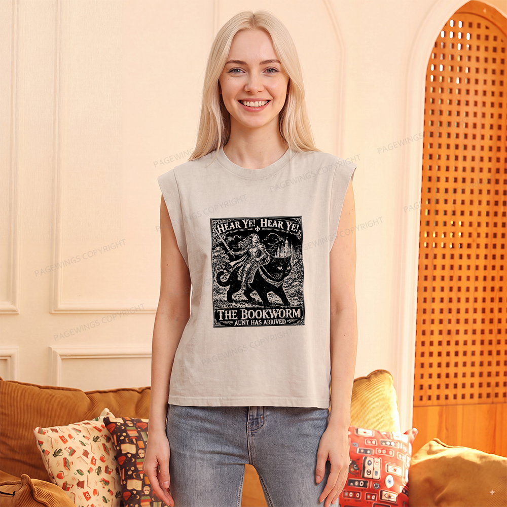 Pagewings Bookworm Knight Riding Women's Washed Tank Top