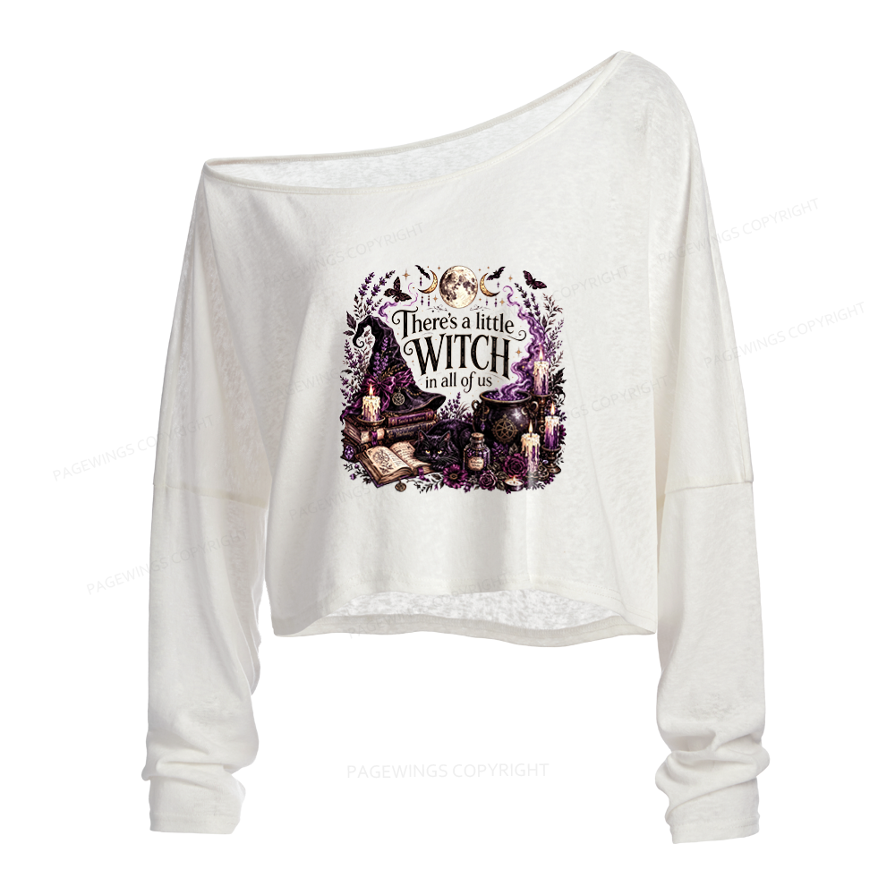 Pagewings Mystical Witchy Slouchy Long Sleeve Off Shoulder T-shirt