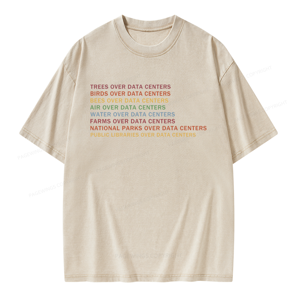 Pagewings Nature Over Data Centers Unisex Washed T-shirt