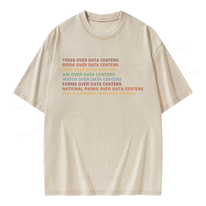 Pagewings Nature Over Data Centers Unisex Washed T-shirt