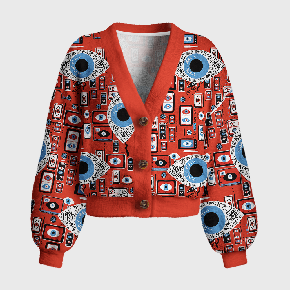 Pagewings Dystopian Book Lovers Women's Cardigan Sweater