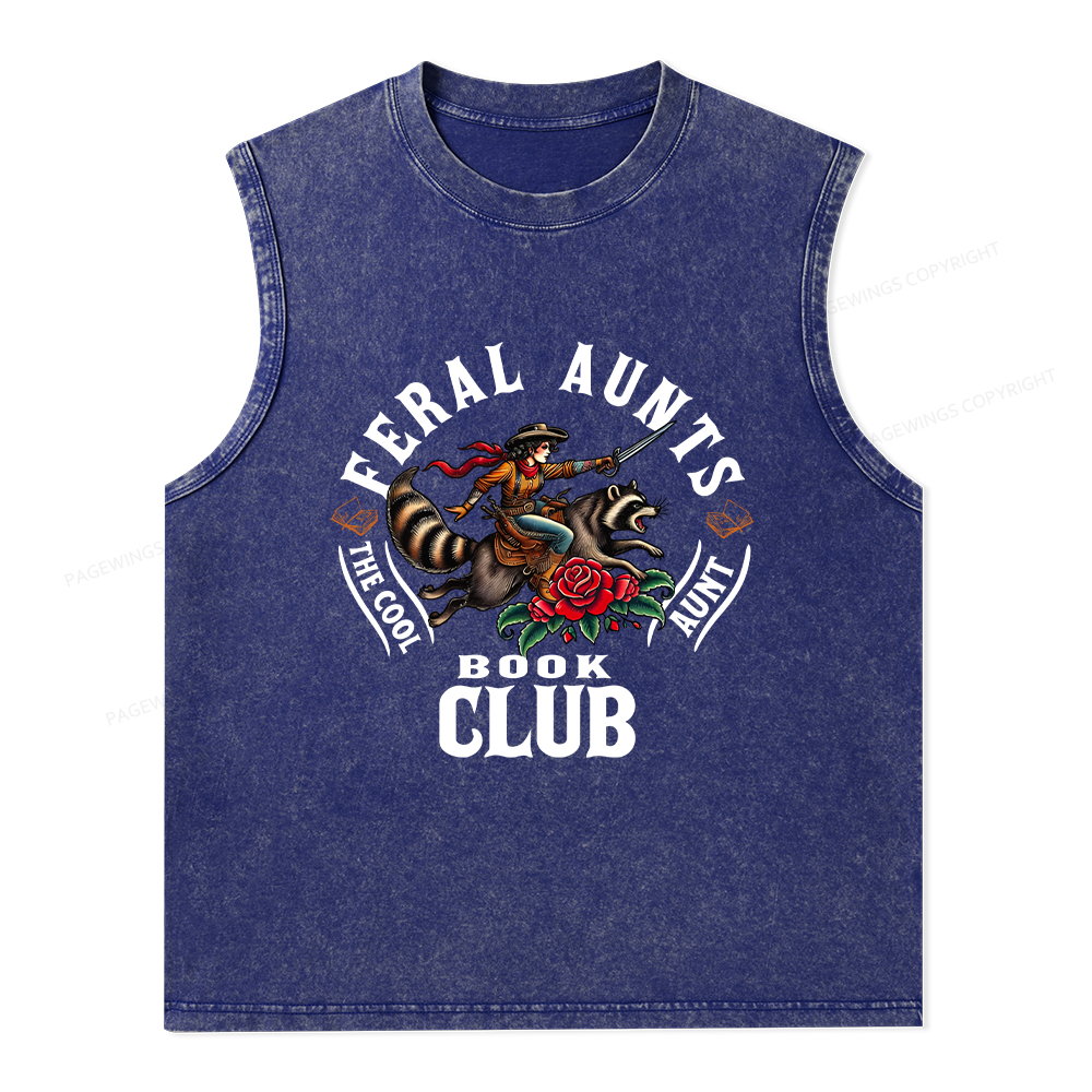 Pagewings Feral Aunt Social Book Club Washed Tank Top