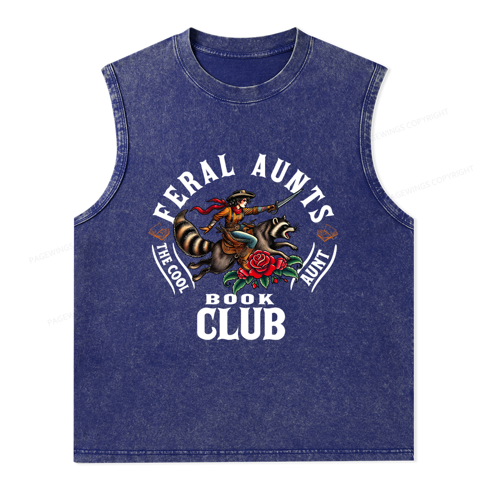 Pagewings Feral Aunt Social Book Club Washed Tank Top