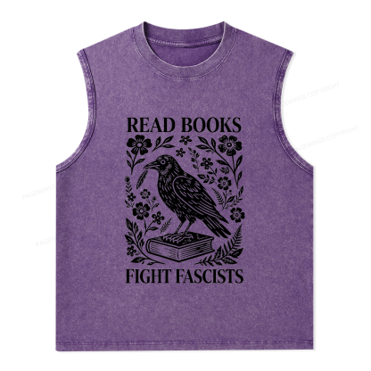Pagewings Read Books Fight Fascists Unisex Washed Tank Top