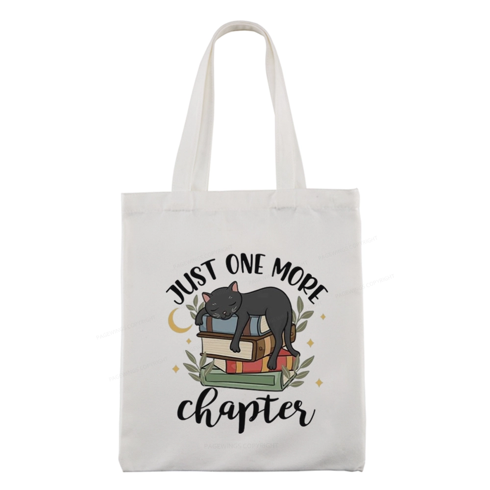 Pagewings Just One More Chapter Adorable Cat Tote Bag