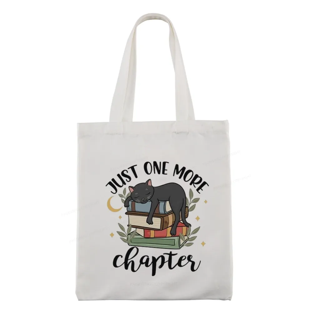 Pagewings Just One More Chapter Adorable Cat Tote Bag