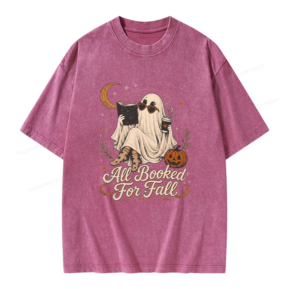Pagewings Ghost All Booked For Fall Unisex Washed T-shirt