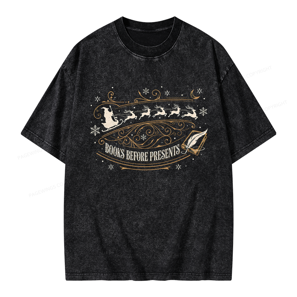 Pagewings Books Before Presents Unisex Washed T-shirt