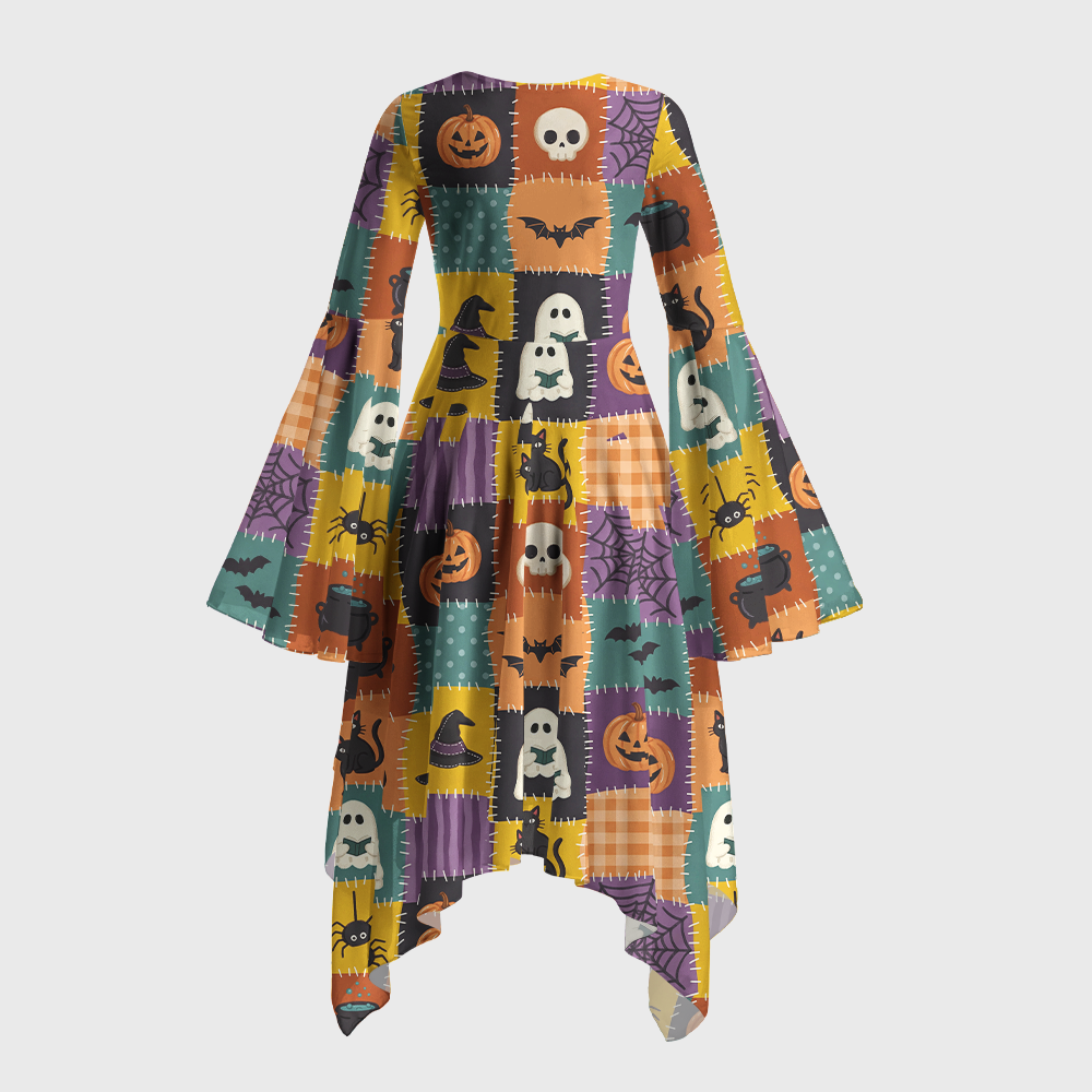 Pagewings Ghosts Love Reading Bell Sleeve Dress