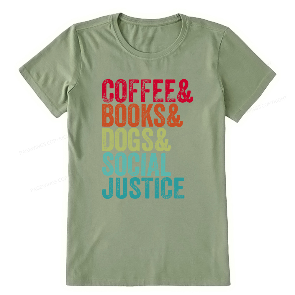 Pagewings Books Coffee Dogs Social Justice Unisex Classic T-shirt