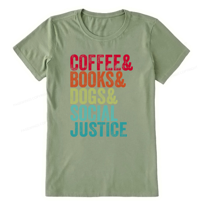Pagewings Books Coffee Dogs Social Justice Unisex Classic T-shirt