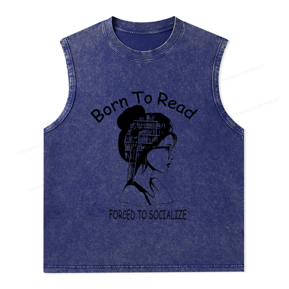 Pagewings Born To Read Unisex Washed Tank Top