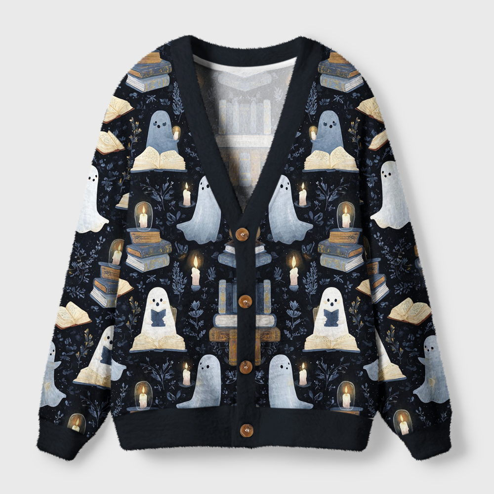 Pagewings Ghost Reading Light Knit Unisex Cardigan Sweaters