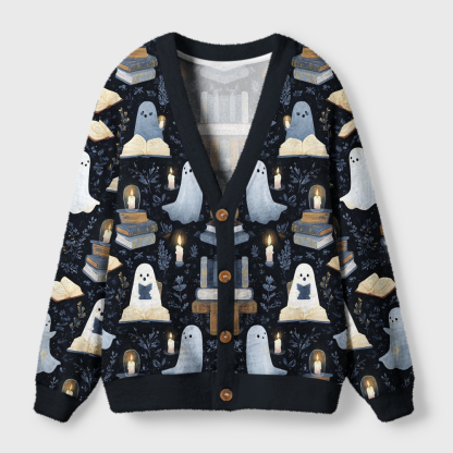 Pagewings Ghost Reading Light Knit Unisex Cardigan Sweaters