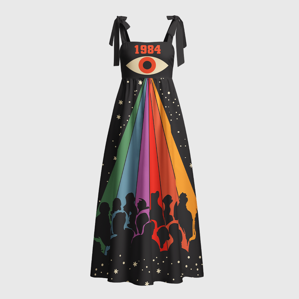 Pagewings Big Brother Eye Rainbow Tie Shoulder Maxi Dress