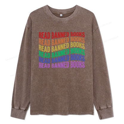 Pagewings Read Banned Books Unisex Washed Long Sleeve T-shirt