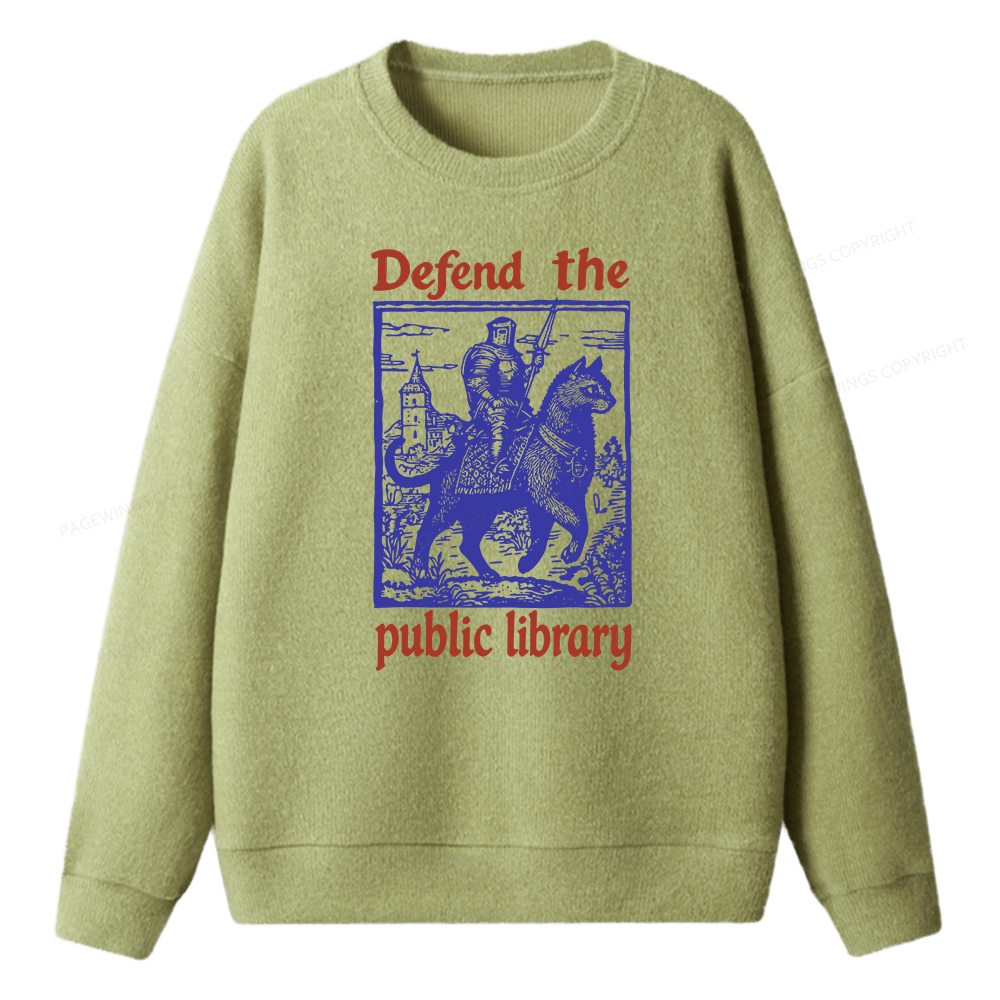 Pagewings Defend the Public Library Unisex Knit Sweatshirt