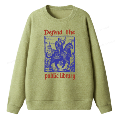 Pagewings Defend the Public Library Unisex Knit Sweatshirt