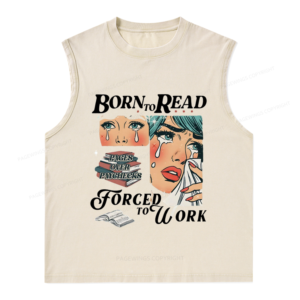 Pagewings Born To Read Bookish Unisex Washed Tank Top