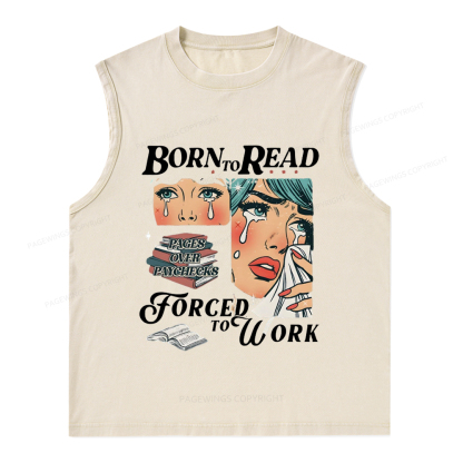 Pagewings Born To Read Bookish Unisex Washed Tank Top