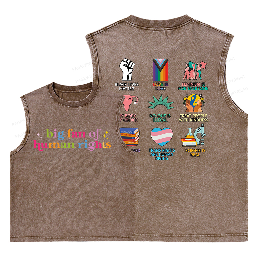 Pagewings Big Fan Of Human Rights Unisex Washed Tank Top