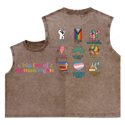 Pagewings Big Fan Of Human Rights Unisex Washed Tank Top