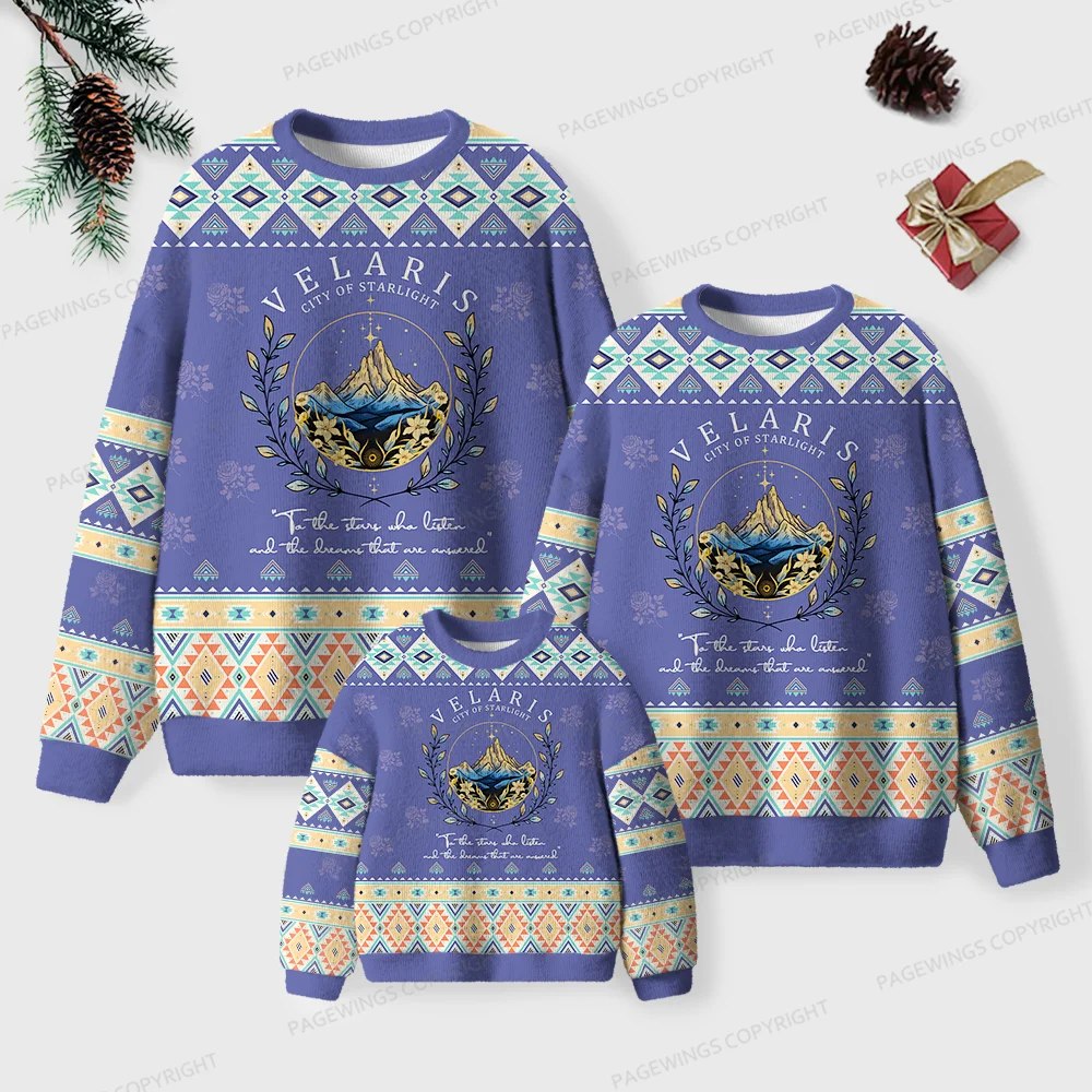 Pagewings Velaris City Of Starlight Unisex Ugly Knit Sweatshirt