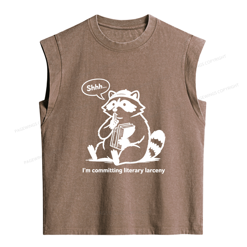 Pagewings I’m Committing Literary Larcen Women's Washed Tank Top
