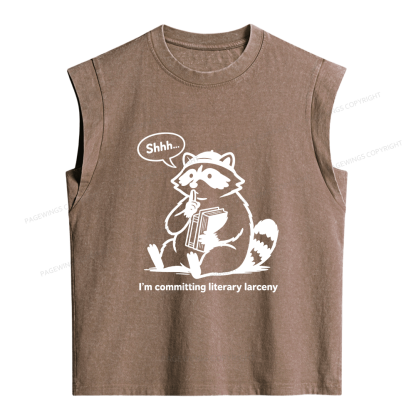 Pagewings I’m Committing Literary Larcen Women's Washed Tank Top