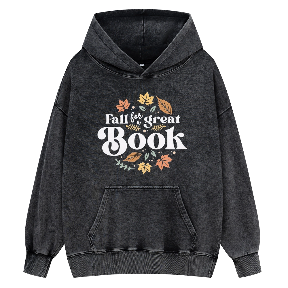 Pagewings Thanksgiving Fall For A Great Book Unisex Washed Hoodie