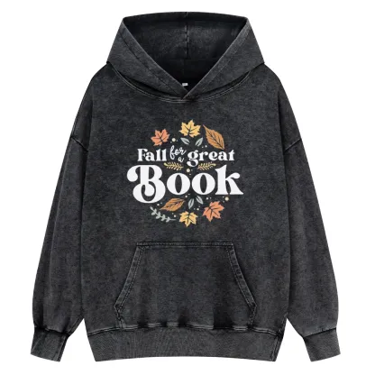 Pagewings Thanksgiving Fall For A Great Book Unisex Washed Hoodie