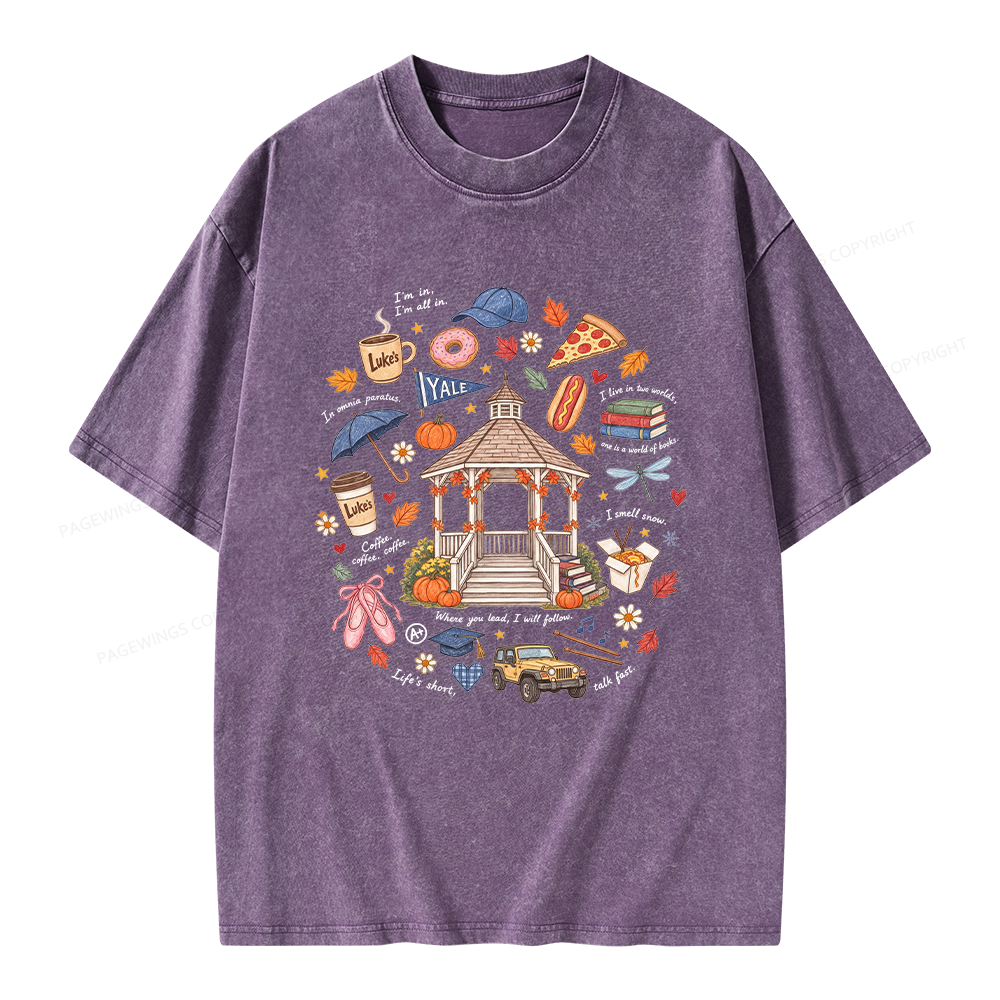 Pagewings Cozy Autumn Book Lover Unisex Washed T-shirt