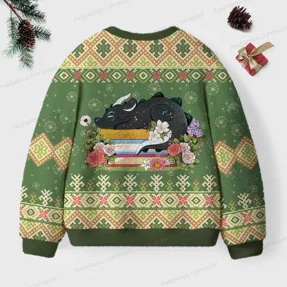 Pagewings Book Dragon Unisex Ugly Knit Sweatshirt