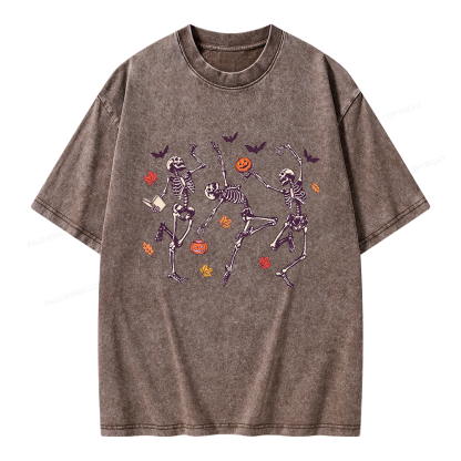 Pagewings Dancing Skeleton Unisex Washed T-shirt