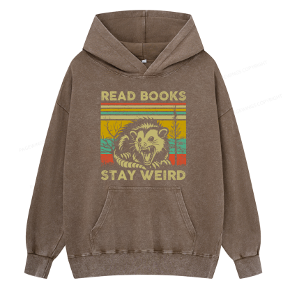 Pagewings  Read Books Stay Weird Unisex Washed Hoodie