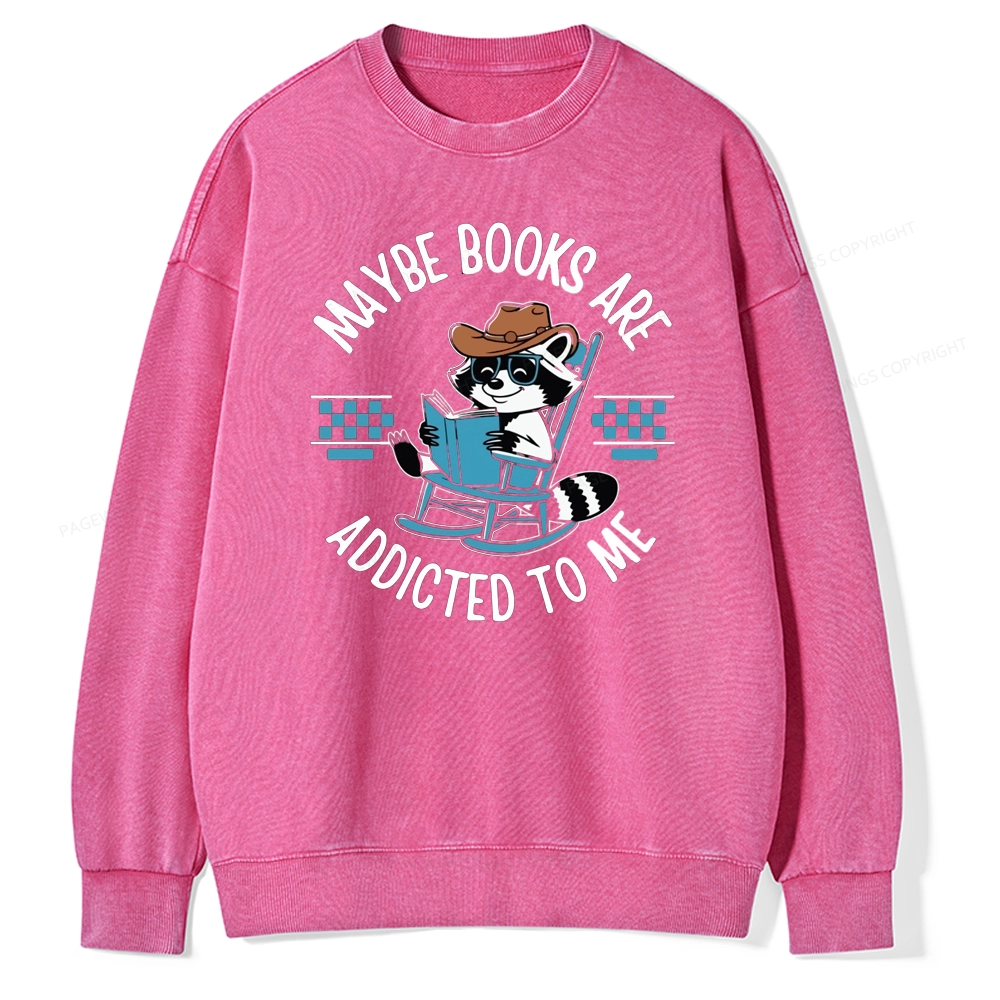 Pagewing Books Are Addicted To Me Unisex Washed Sweatshirt