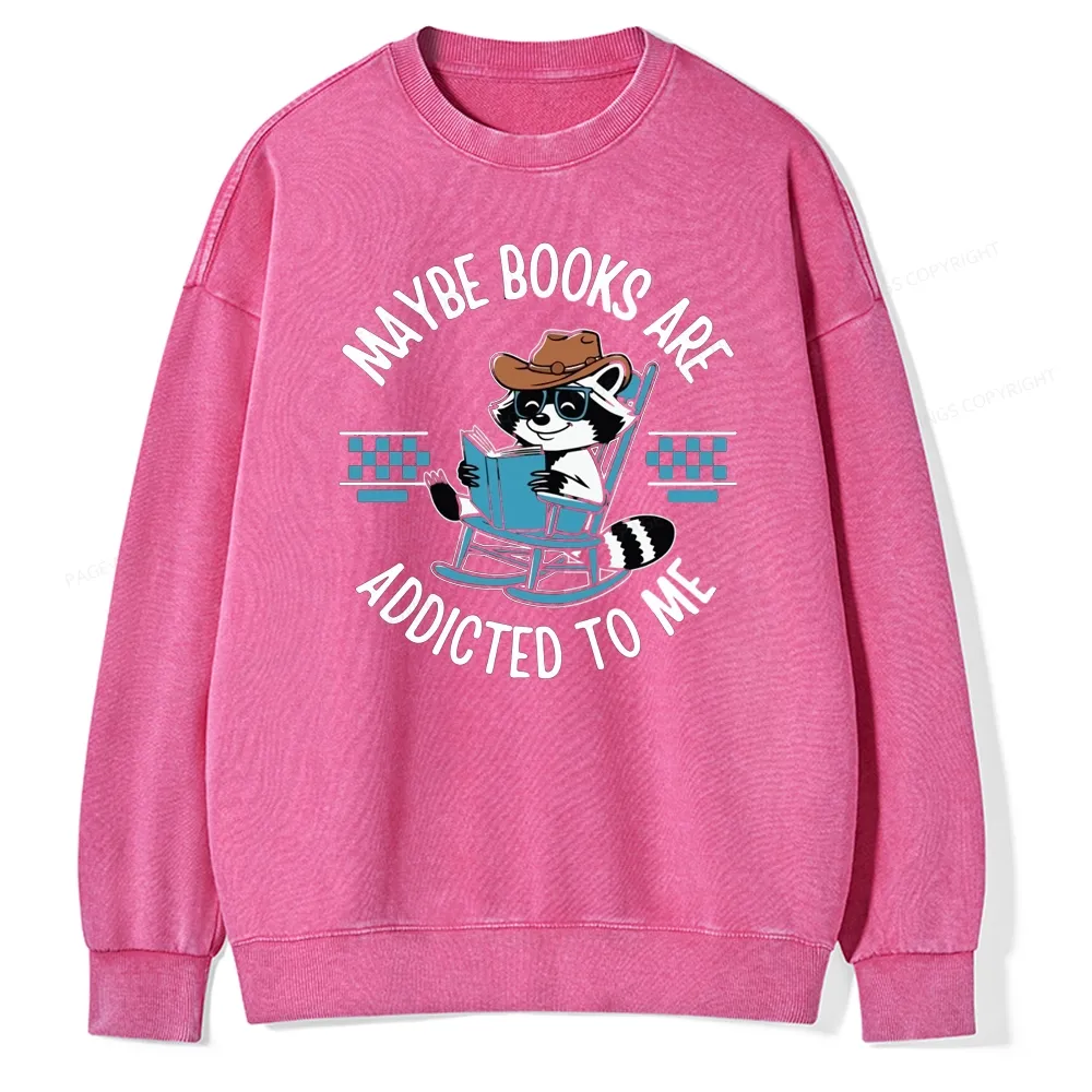 Pagewing Books Are Addicted To Me Unisex Washed Sweatshirt