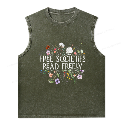 Pagewings Free Societies Read Freely Unisex Washed Tank Top