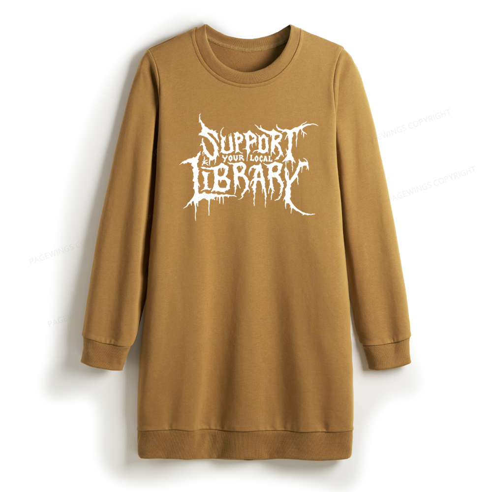 Pagewings Support Your Local Library Sweatshirt Dress