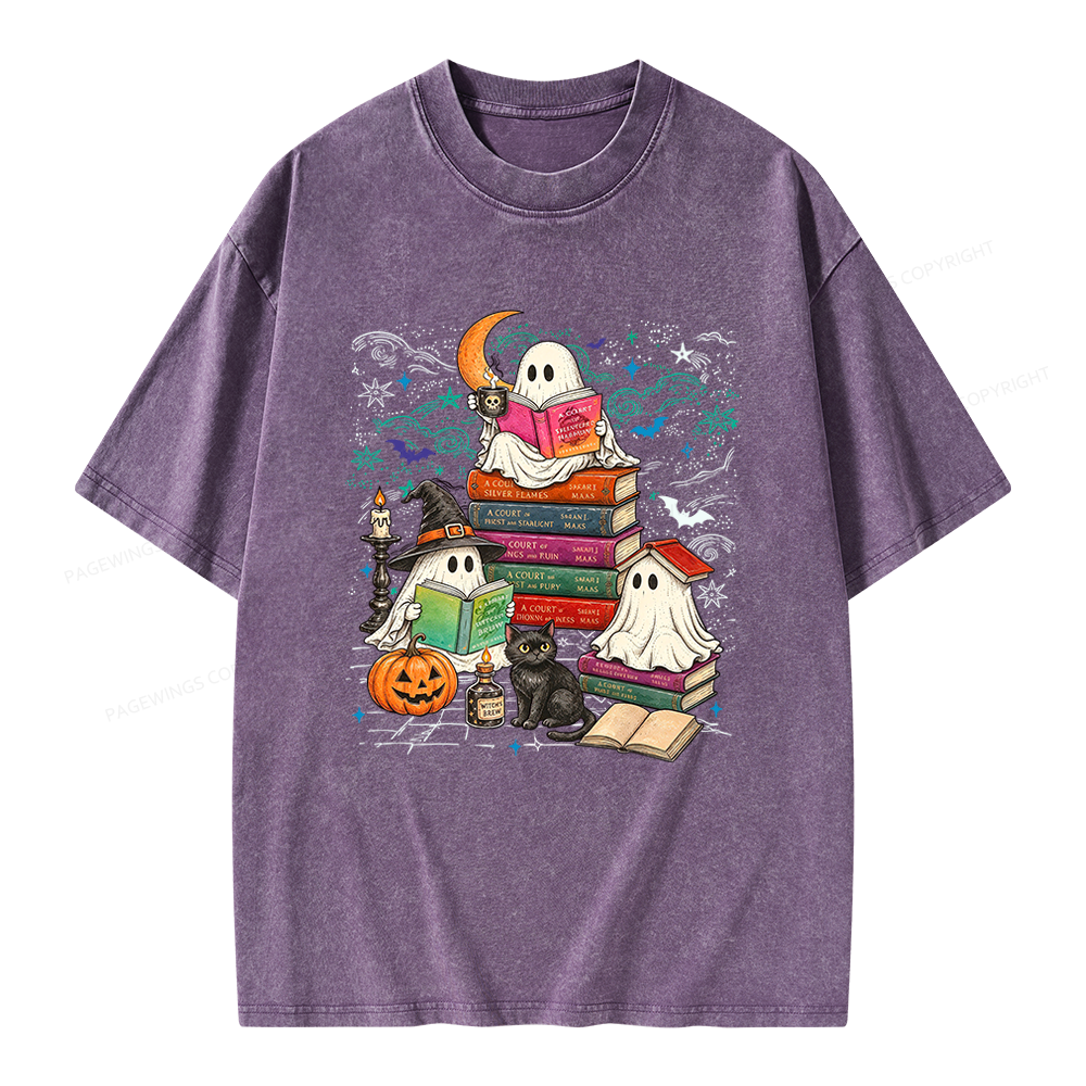 Pagewings Fantasy Ghost Reader Unisex Washed T-shirt