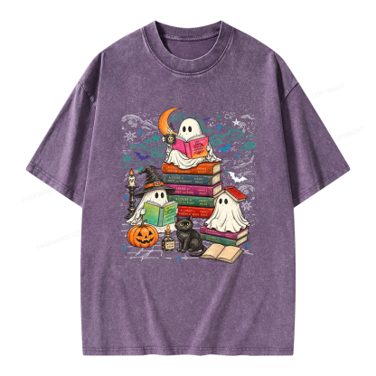 Pagewings Fantasy Ghost Reader Unisex Washed T-shirt