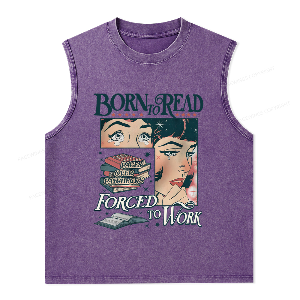 Pagewings Born To Read Bookish Comfor Unisex Washed Tank Top