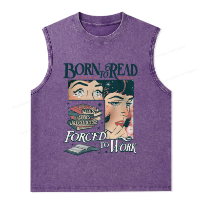 Pagewings Born To Read Bookish Comfor Unisex Washed Tank Top