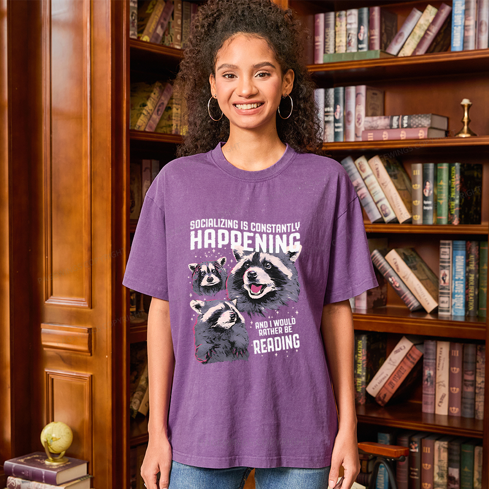 Pagewings And I Would Rather Be Reading Unisex Washed T-shirt