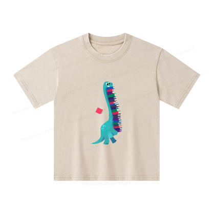 Pagewings Book Dinosaurs Unisex Kids Washed T-shirt