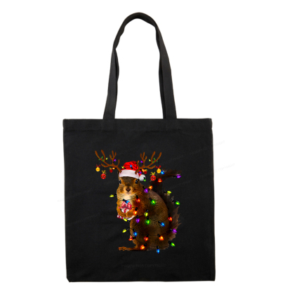 Pagewings Christmas Squirrel Lights Tote Bag