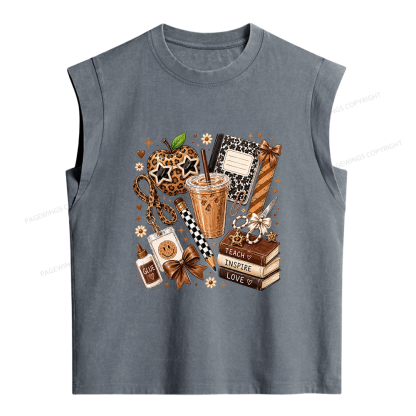 Pagewings Teacher Coffee Women's Washed Tank Top