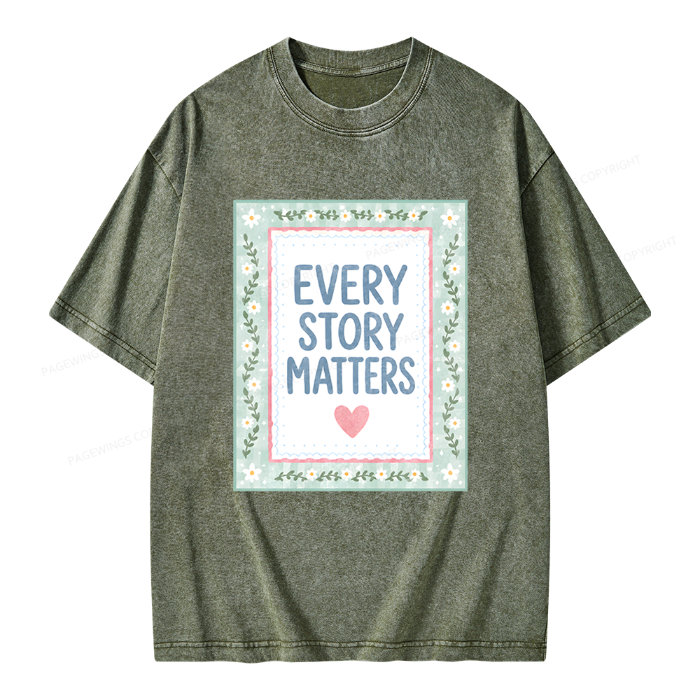 Pagewings Every Story Matters Unisex Washed T-shirt