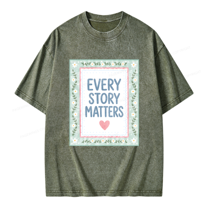 Pagewings Every Story Matters Unisex Washed T-shirt